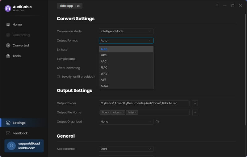 Set up Output Settings